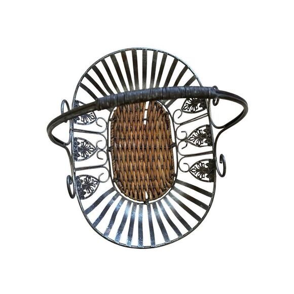 Wire Wicker Picnic Basket Home Decor Easter Decorations Gift - Picture 5 of 11